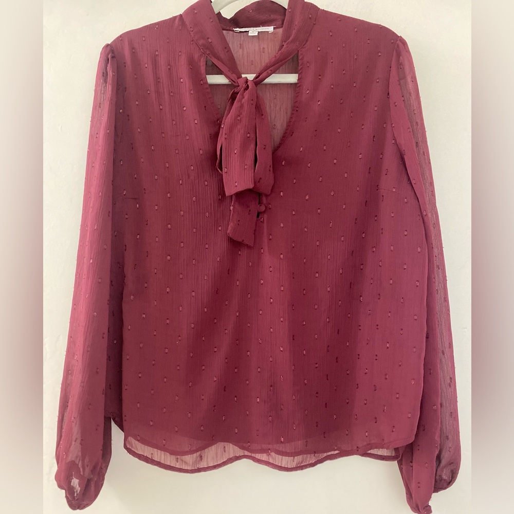 ❤️❤️Nordstrom’s Long Sleeve Frontal Neck Tie Burgundy Long Sleeve Blouse